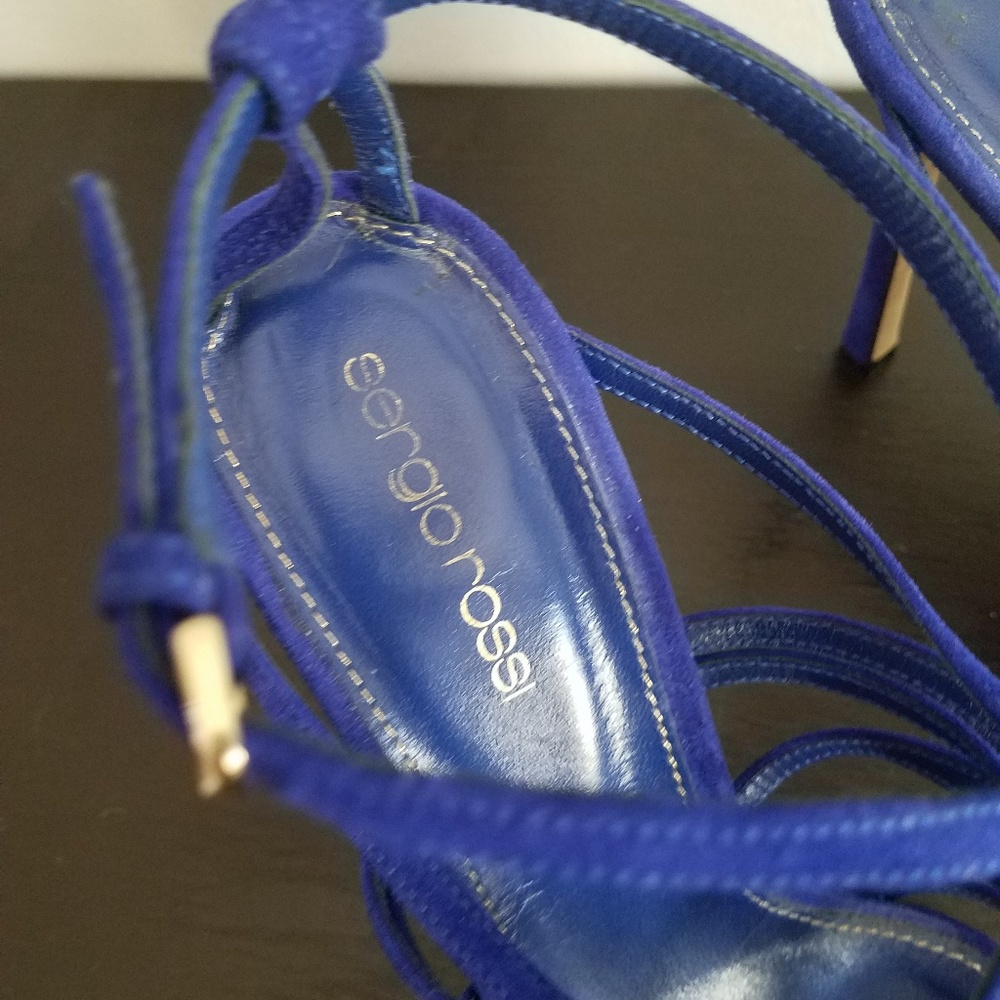 Sergio Rossi blue suede strappy sandals heels - Picture 3 of 6